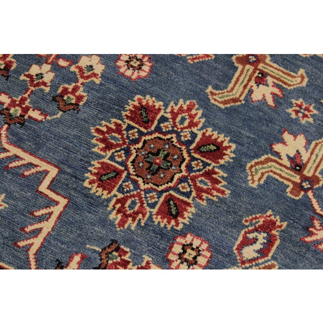 Bohemian Kazak Blue/Ivory Wool Octagon Rug- 7'8'' X 7'9'' For Sale In New York - Image 6 of 10