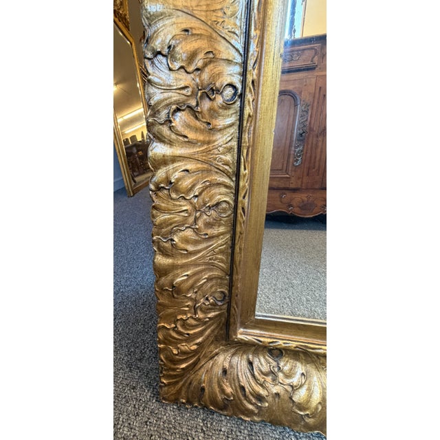 Goldenrod Gilded Acanthus Leaf Mirror, Gesso Carved, Wall Mirror, Circa 1980 For Sale - Image 8 of 9