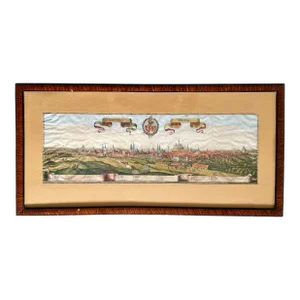 Framed Aquatint Engraving of Nurenburg by Mathaus Merian From Topographia Franconiae