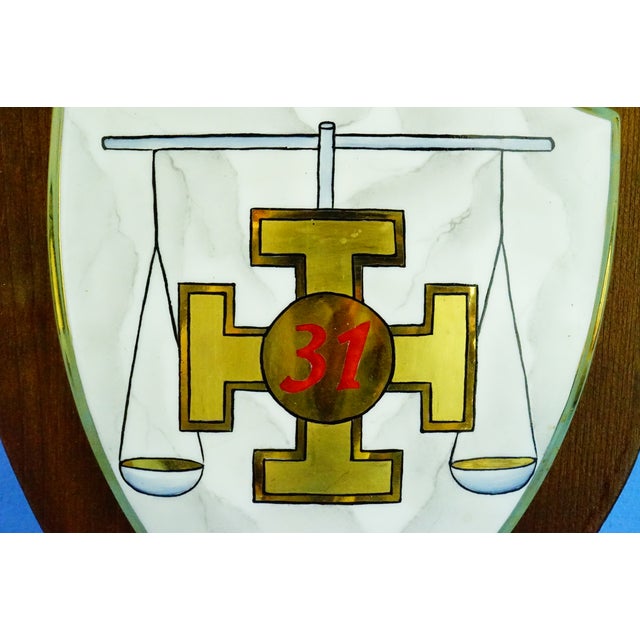 20th Century Heraldic Plaques in Ceramic on Wood by Antonella Salemi for Freemasonry Scottish Rite, 1970s, Set of 4 For Sale - Image 14 of 18