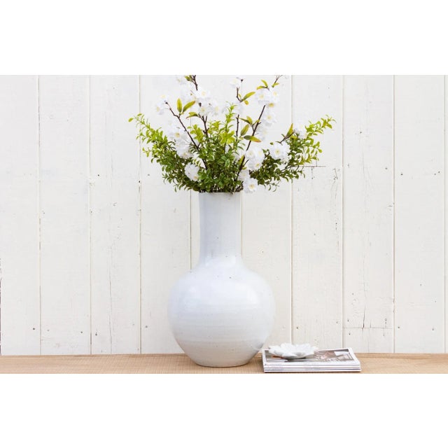 Very Tall White Glazed Asian Vase For Sale - Image 9 of 9