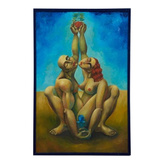 Vintage Large Yuri Yuroz Hand-Painted Serigraph on Canvas For Sale