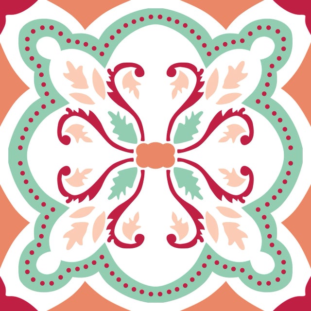 Art Nouveau Sunbrella Warm White Portuguese Tile Pillow For Sale - Image 3 of 5