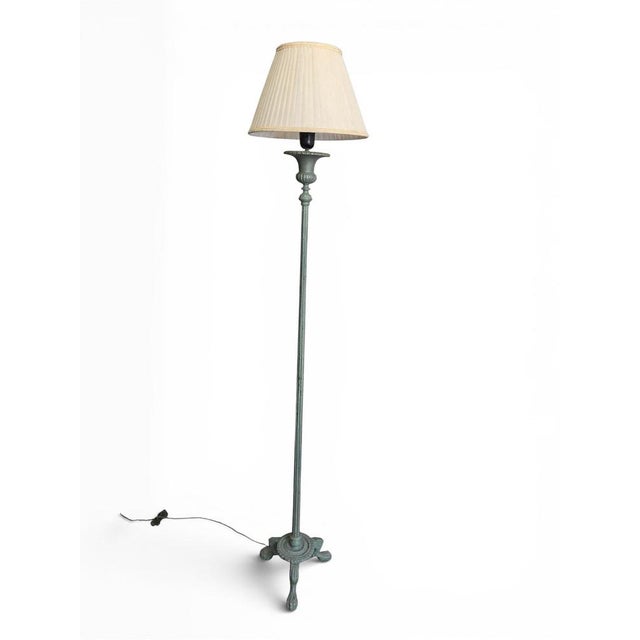 Romanesque Revival Bronze Floor Lamp with Archaeological Green Patina, 1950s For Sale - Image 10 of 12