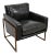 Piper Black Leather & Bronze Club Chair For Sale