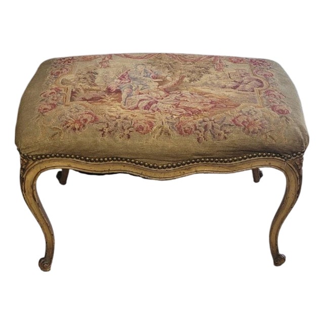 Fine Antique Ca1900 French Small Stool Tapestry Covering For Sale