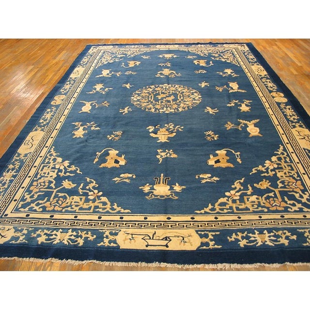 Antique Chinese Chinese - Peking Blue 1880s Rug, Circa Date: 1880s. This exceptional example of a late 19th-century Peking...