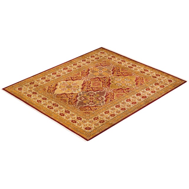 Red Mogul Hand-Knotted Area Rug - Red, 5' 3" x 6' 1" For Sale - Image 8 of 8