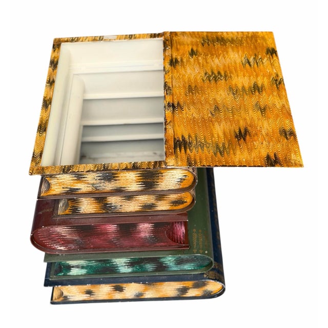 1950s Italian Tole Hand-Painted Side Table Resembling a Stack of Books For Sale - Image 5 of 8