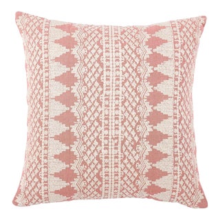 Schumacher Wentworth Embroidery 22" Pillow in Rose For Sale