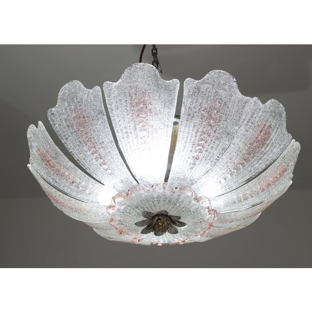 1980s Milan, Pink Sunflower Murano Glass Ceiling Light or Chandelier For Sale - Image 10 of 11