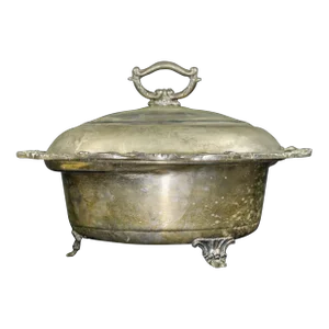 Vintage Silver Plated Copper Bowl With Lid