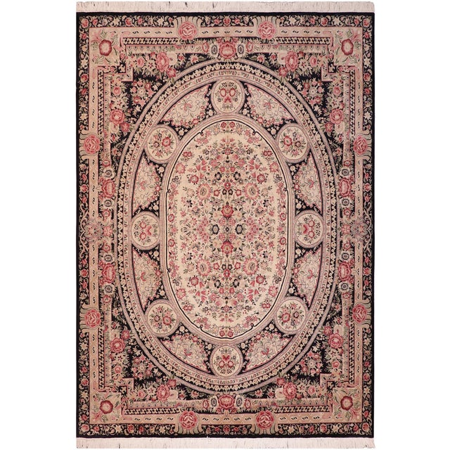 Black Elegant Pak-Persian Black/Beige Wool Rug - 8'1'' X 10'2'' For Sale - Image 8 of 9