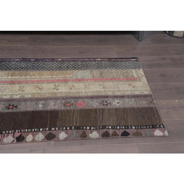Vintage Patchwork Kilim Runner, Handwoven Anatolian Wool Rug, Muted Earth Tone Hallway Runner, Rustic Boho Entryway Rug For Sale - Image 11 of 11