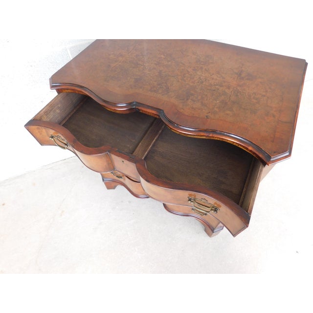 Antique George I Style Double Serpentine Front Burl Walnut Chest 33.25"w For Sale - Image 10 of 12