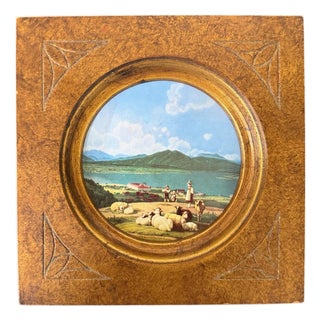 Vintage Miniature Pastoral Scene Print For Sale