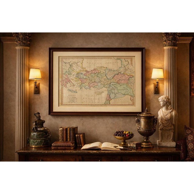 This finely engraved and delicately hand-colored map of the ancient Greek world and surrounding regions was published in...