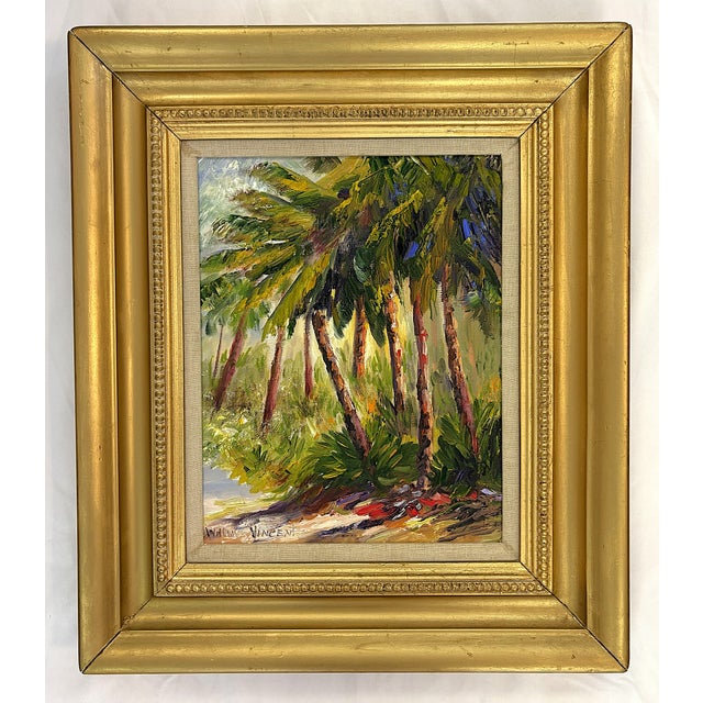 American Original Signed & Framed Oil Painting on Russian Linen Titled 'Tropical Breeze' by William Vincent (American 1939-2004) For Sale - Image 3 of 17