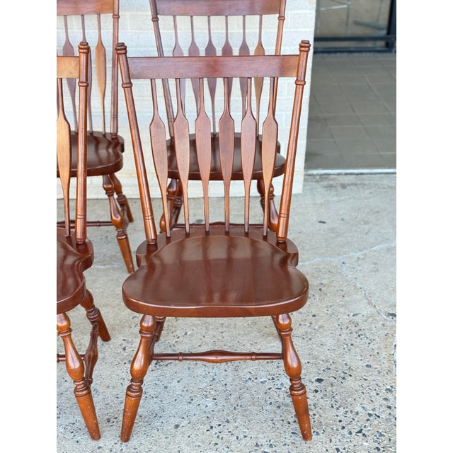 Vintage Harden Solid Wood Dining Chairs Set of 6 Spindle Back Turned Legs For Sale - Image 10 of 12