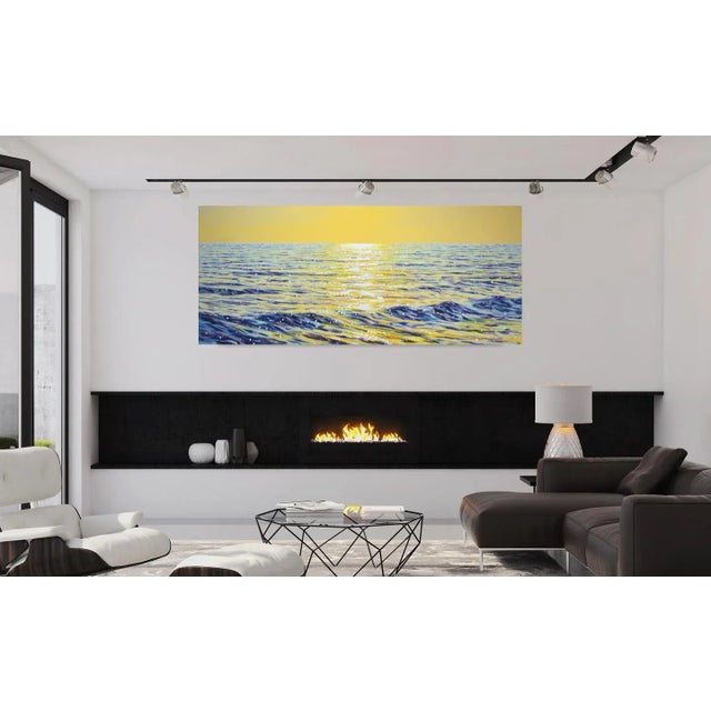 Sky Blue Early 21st Century Warm Ocean Evening.Modern Original Hand Painting. For Sale - Image 8 of 10