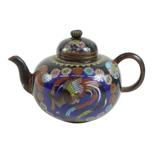Antique Chinese Cloisonne Decorative Teapot For Sale