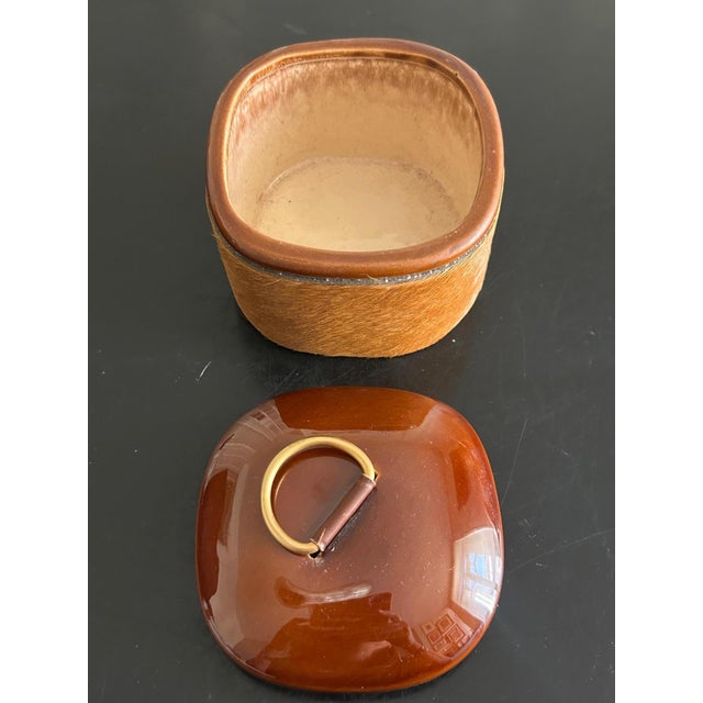 Ceramic and Leather Box from Longchamp, 1950s For Sale - Image 9 of 11