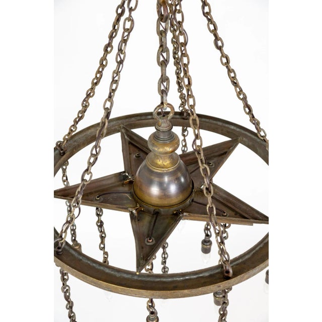 Metal Large Antique 11-Light Metal Star Chandelier For Sale - Image 7 of 12