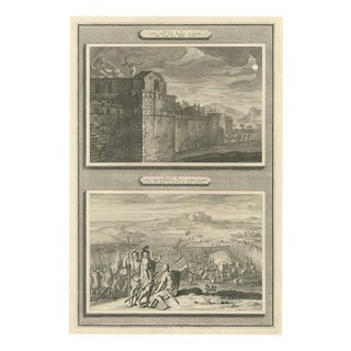 Pieter Mortier, Rahab and the Spies and the Crossing of the Jordan, 1700, Engraving For Sale