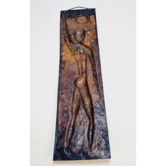 Mid-Century Modern Hammered Copper Wall Relief, 1969 For Sale - Image 3 of 11