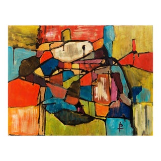 'Abstract in Coral and Turquoise' by Pearl Took, 1968, Woman Artist, Pasadena, Otis Art Institute, Parsons School of Design For Sale