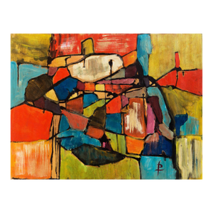 'Abstract in Coral and Turquoise' by Pearl Took, 1968, Woman Artist, Pasadena, Otis Art Institute, Parsons School of Design