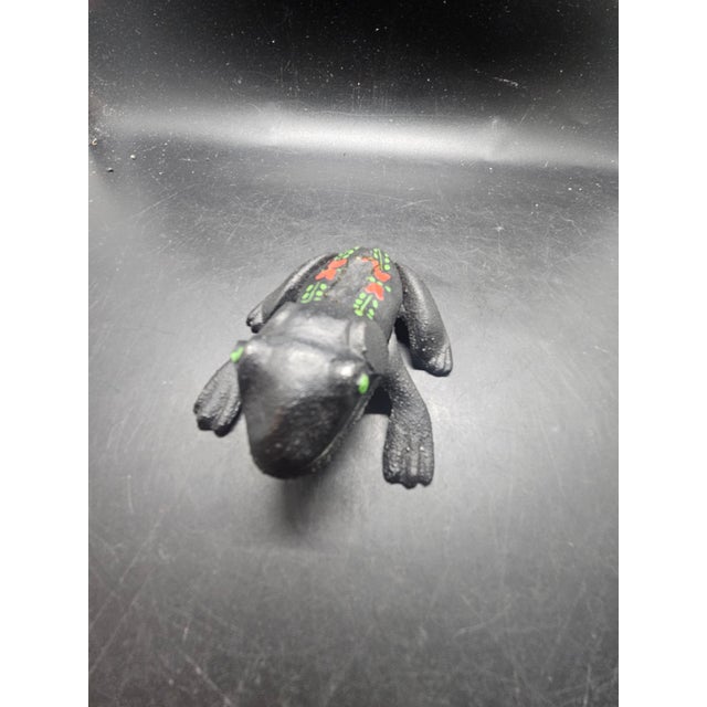 American Wilton Vintage Cast Iron Black Frog Match Safe Trinket Box Hinged For Sale - Image 3 of 7