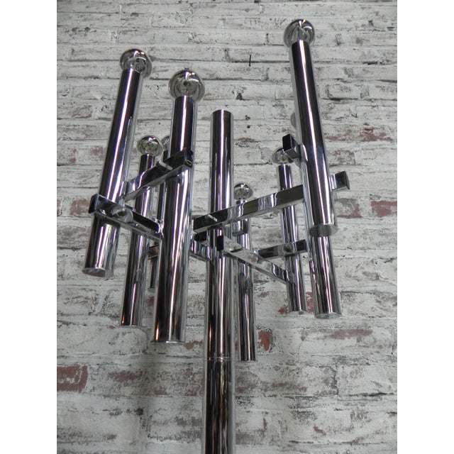 - Height: 139 cm (excluding lights) - Height of chromed cylinders: 27 cm - The lamp has small lamp sockets (E14) on the...