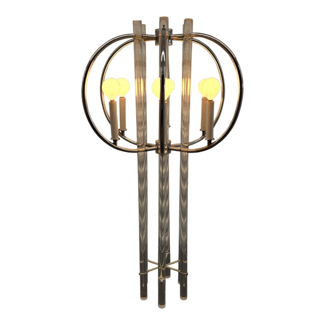 1920s Charles Hollis Jones Vintage Lucite Chrome Candelabra Table Lamp For Sale