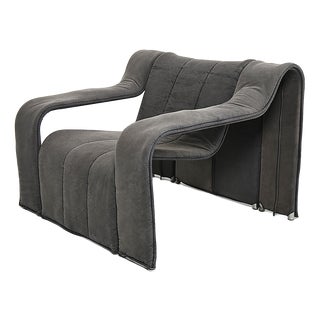 Danish Steel Tube Lounge Chair with Graphic Upholstery from Kebe, Denmark, 1970s For Sale