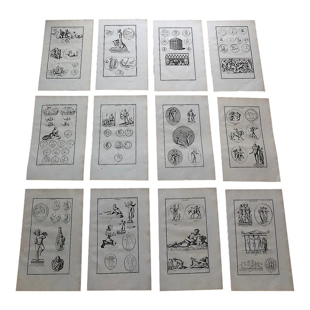 Antique 18th Century Neo-Classical Copperplate Engravings - Set of 12 For Sale