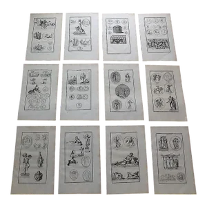 Antique 18th Century Neo-Classical Copperplate Engravings - Set of 12