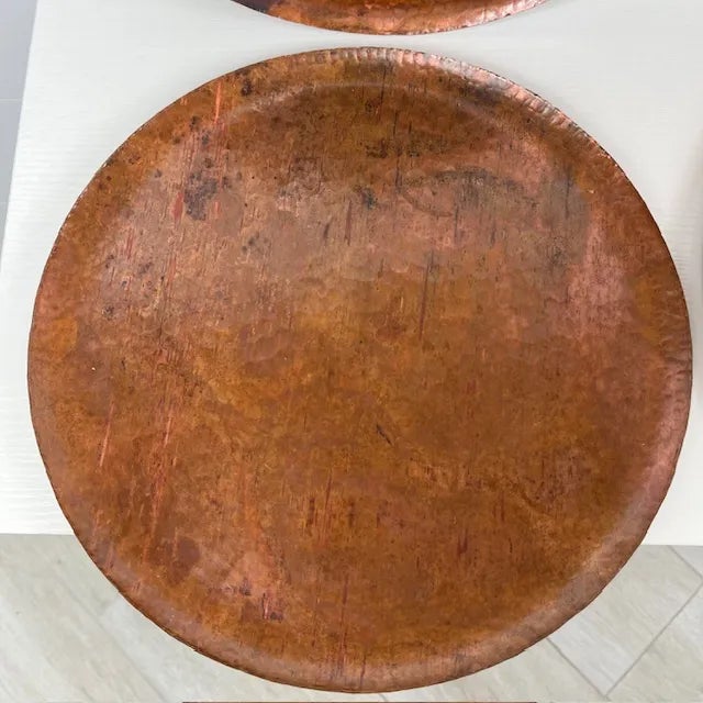 Late 20th Century Vintage Hammered Copper Charger Plates- Set of 8 For Sale In West Palm - Image 6 of 9