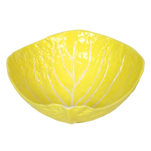 Hollywood Regency 1950s Vintage Selca Yellow Majolica Cabbage Plate Set- 42 Pieces For Sale - Image 3 of 12