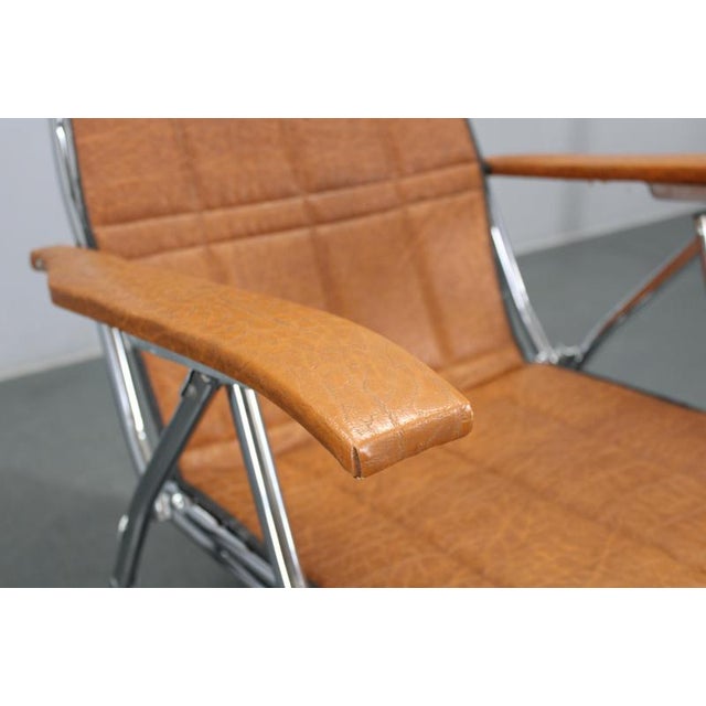 Animal Skin Vintage Italian Folding Lounge Chair in Leatherette, 1970s For Sale - Image 7 of 18