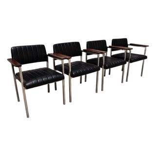 Armchair in Steel, Leather & Rosewood Unknown, 1960s For Sale