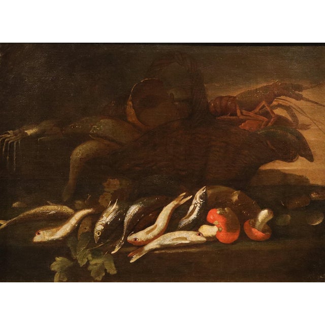 Rococo Elena Recco, Still Lifes with Fish and Shellfish, 1690, Oil on Canvas, Set of 2 For Sale - Image 3 of 16