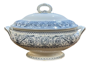 Antique English Minton Porcelain Soup Tureen, 1890s