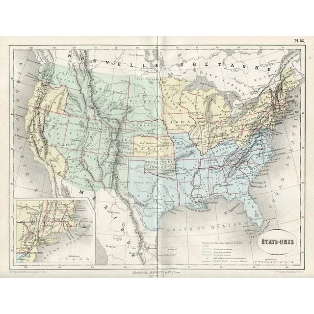 1865 United States Original Engraved Map For Sale - Image 4 of 4