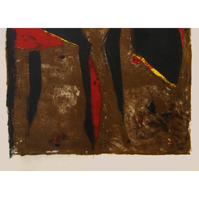 Marino Marini Red Knight on Brown Background - Original Lithograph by Marino Marini - 1961 1961 For Sale - Image 4 of 5
