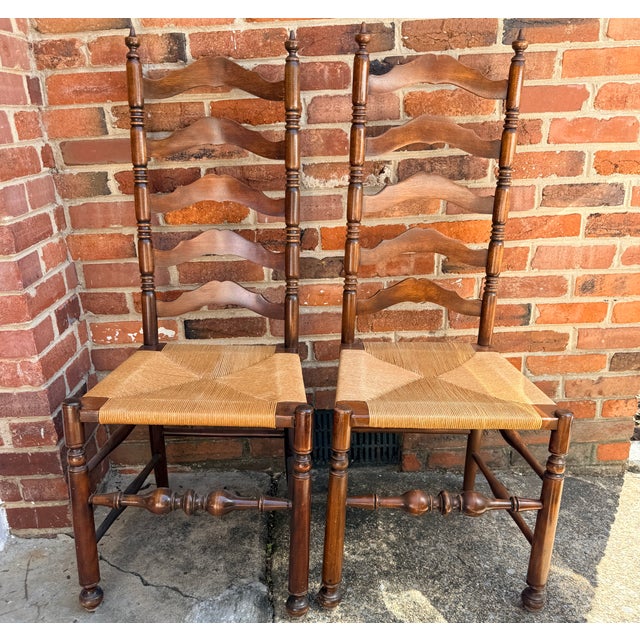 Brown Pair of Mid 19th Century Ladderback and Bobbin Chairs For Sale - Image 8 of 12