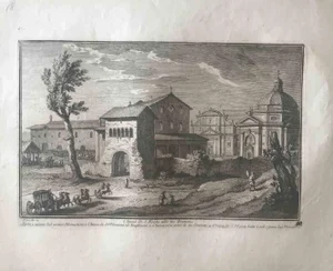 Giuseppe Vasi, Church of St. Paul at the Tre Fontane, Etching, 18th Century