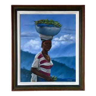 Lucson Guerrier Caribbean Woman With Fruit Bowl For Sale