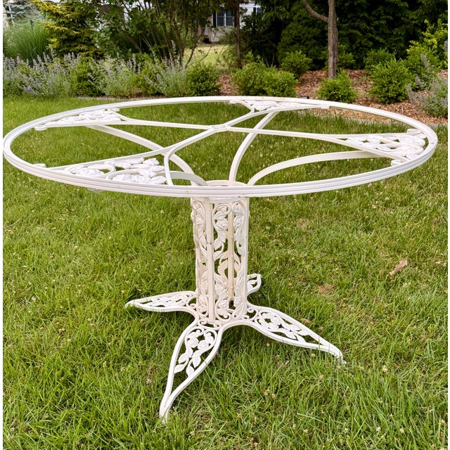 Vintage Meadowcraft “Meadow Rose” Wrought Iron Dining Set, 5 Pieces For Sale - Image 10 of 12