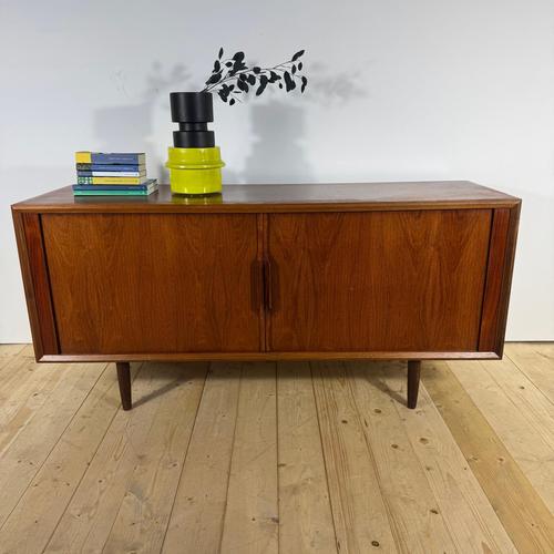 Mid-Century Scandinavian Teak Sideboard with Retractable Doors For Sale - Image 13 of 15